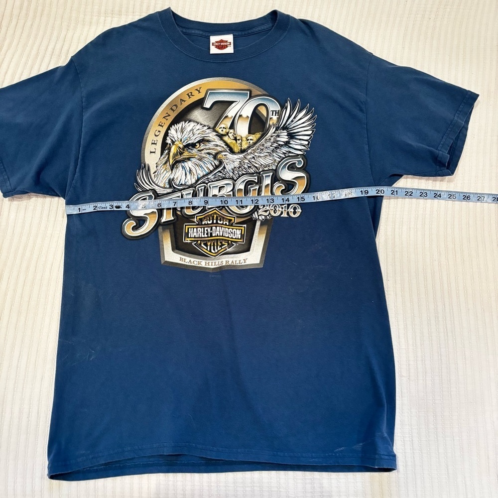 Harley-Davidson Black Hills Rally Sturgis 70th Anniversary 2010 Blue Graphic L - Picture 10 of 11